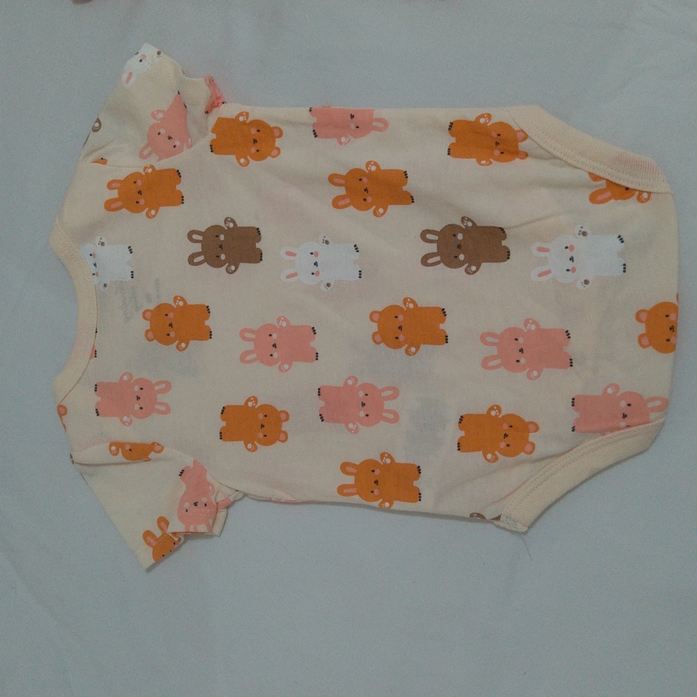 Sterling Cute Baby Girl Bunny Print 2 Bundle Bodysuits in Orange and Cream Set - Picture 6 of 12